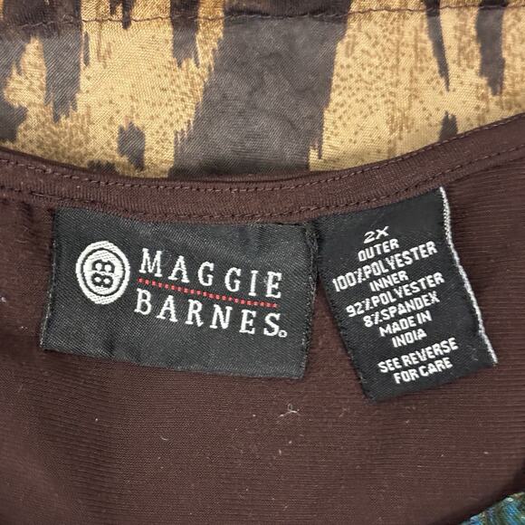 Maggie Barnes Womens Top Flowy Overlay Blouse Chiffon Plus 2X mob wife office - Picture 9 of 10